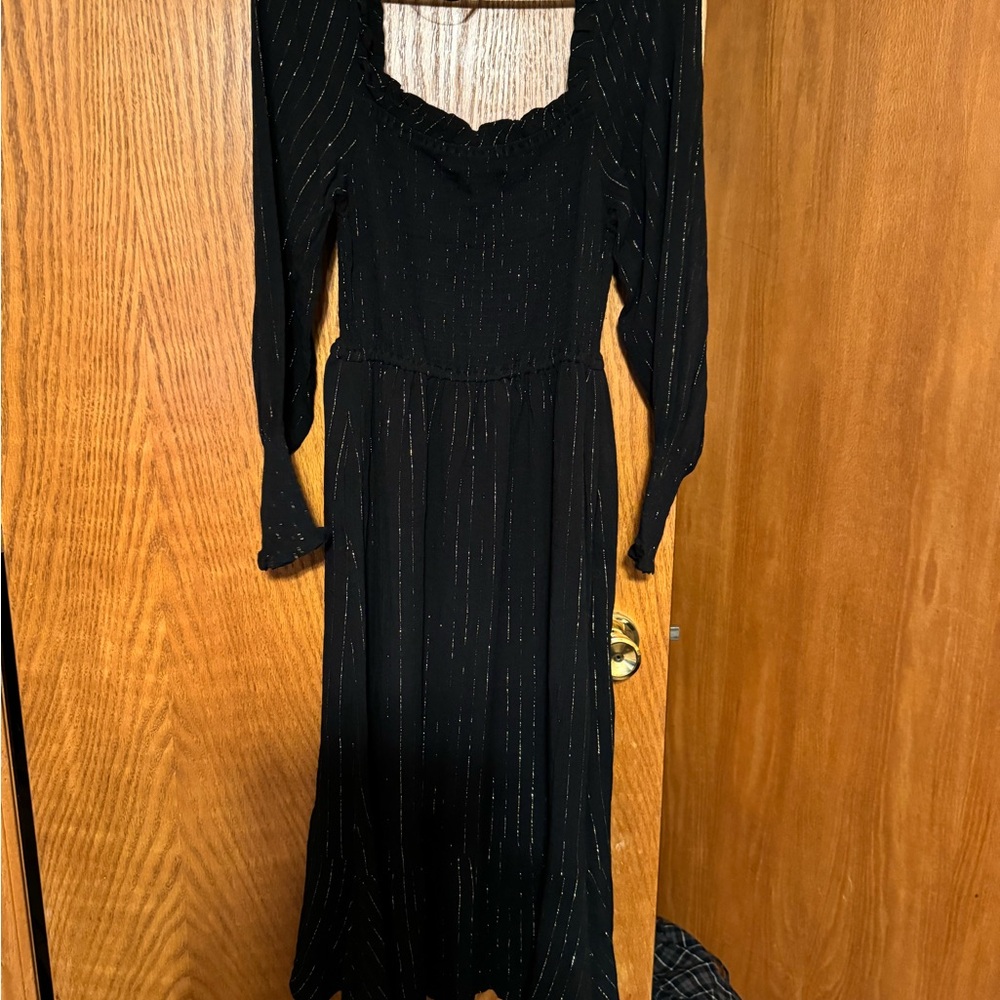 Oat black and gold sparkle long dress long sleeve worn once will
Include tag - Picture 2 of 3
